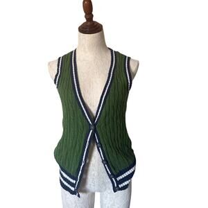 Aeropostale sweater vest preppy y2k Women's Large Green Navy Stripes color block